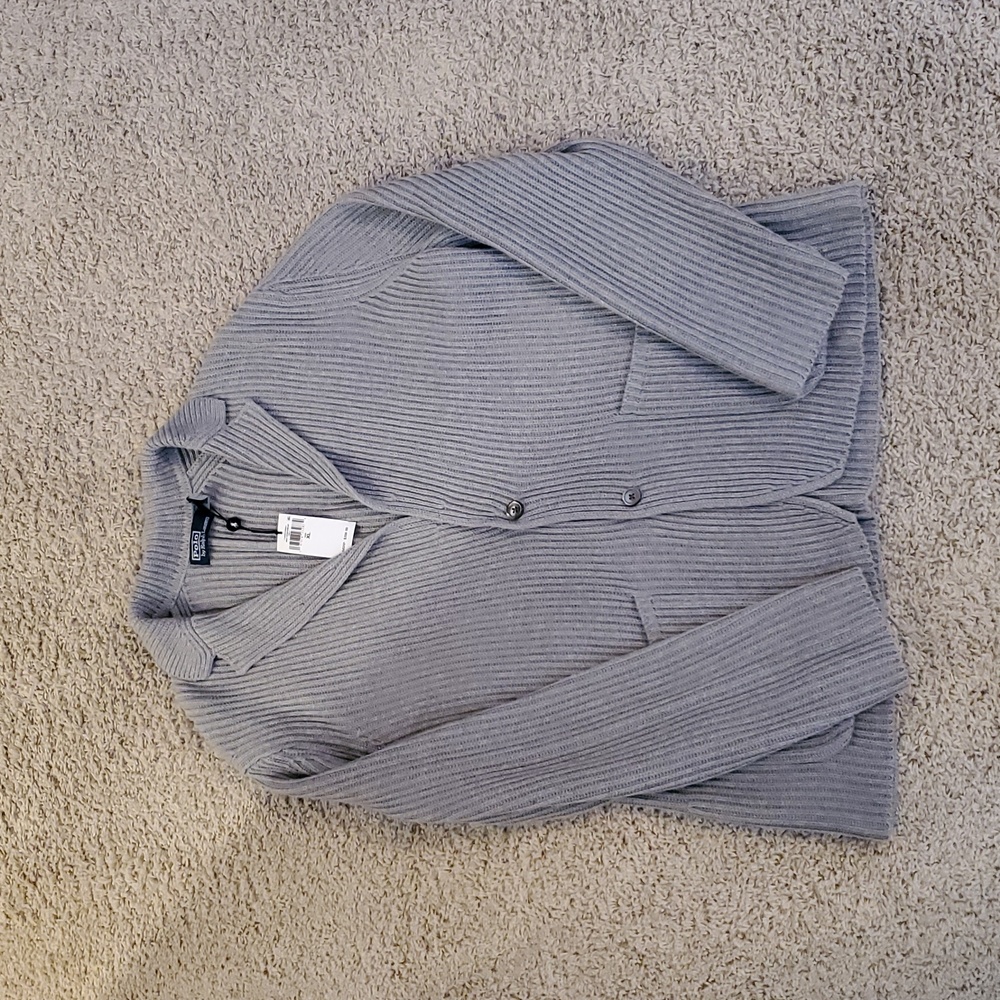 Polo By Ralph Lauren Gray Ribbed Sweater/Jacket